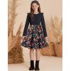 imageGRACE KARIN Girls Fall Long Sleeve Dresses Girl Floral Midi Dress Kids Casual Holiday Dresses with Belt Size 613Black Floral