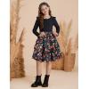 imageGRACE KARIN Girls Fall Long Sleeve Dresses Girl Floral Midi Dress Kids Casual Holiday Dresses with Belt Size 613Black Floral