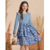 imageGRACE KARIN Girls Fall Long Sleeve Dresses Girl Floral Midi Dress Kids Casual Holiday Dresses with Belt Size 613Blue Floral
