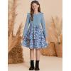 imageGRACE KARIN Girls Fall Long Sleeve Dresses Girl Floral Midi Dress Kids Casual Holiday Dresses with Belt Size 613Blue Floral