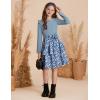 imageGRACE KARIN Girls Fall Long Sleeve Dresses Girl Floral Midi Dress Kids Casual Holiday Dresses with Belt Size 613Blue Floral