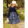 imageGRACE KARIN Girls Fall Long Sleeve Dresses Girl Floral Midi Dress Kids Casual Holiday Dresses with Belt Size 613Navy Floral