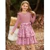imageGRACE KARIN Girls Fall Long Sleeve Dresses Girl Floral Midi Dress Kids Casual Holiday Dresses with Belt Size 613Pink Floral
