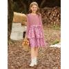 imageGRACE KARIN Girls Fall Long Sleeve Dresses Girl Floral Midi Dress Kids Casual Holiday Dresses with Belt Size 613Pink Floral
