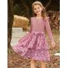 imageGRACE KARIN Girls Fall Long Sleeve Dresses Girl Floral Midi Dress Kids Casual Holiday Dresses with Belt Size 613Pink Floral