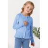 imageGRACE KARIN Girls Long Sleeve Cardigan Sweater Girls Button Closure Knitted Cable Cardigan 512YBlue