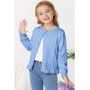 imageGRACE KARIN Girls Long Sleeve Cardigan Sweater Girls Button Closure Knitted Cable Cardigan 512YBlue