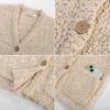 imageGRACE KARIN Girls Open Front Cardigan Long Sleeve Popcorn Knit Sweaters Outwear Coat with PocketsApricot