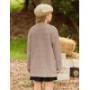 imageGRACE KARIN Girls Open Front Cardigan Long Sleeve Popcorn Knit Sweaters Outwear Coat with PocketsKhaki