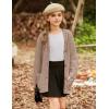 imageGRACE KARIN Girls Open Front Cardigan Long Sleeve Popcorn Knit Sweaters Outwear Coat with PocketsKhaki