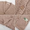 imageGRACE KARIN Girls Open Front Cardigan Long Sleeve Popcorn Knit Sweaters Outwear Coat with PocketsKhaki