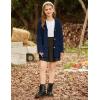 imageGRACE KARIN Girls Open Front Cardigan Long Sleeve Popcorn Knit Sweaters Outwear Coat with PocketsNavy Blue