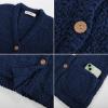 imageGRACE KARIN Girls Open Front Cardigan Long Sleeve Popcorn Knit Sweaters Outwear Coat with PocketsNavy Blue
