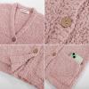 imageGRACE KARIN Girls Open Front Cardigan Long Sleeve Popcorn Knit Sweaters Outwear Coat with PocketsPink