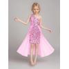 imageGRACE KARIN Girls Sequin Dress One Sleeve Formal Pageant Prom Party Dresses Size 514Pink Gold