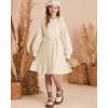imageGRACE KARIN Girls Sweater Dress Fall Winter Knit Long Sleeve Ribbed Ruffle Waist Tie Size 512 CreamCream