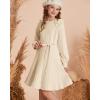 imageGRACE KARIN Girls Sweater Dress Fall Winter Knit Long Sleeve Ribbed Ruffle Waist Tie Size 512 CreamCream