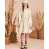 imageGRACE KARIN Girls Sweater Dress Fall Winter Knit Long Sleeve Ribbed Ruffle Waist Tie Size 512 CreamCream