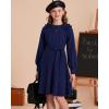 imageGRACE KARIN Girls Sweater Dress Fall Winter Knit Long Sleeve Ribbed Ruffle Waist Tie Size 512 CreamNavy Blue
