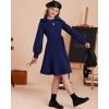 imageGRACE KARIN Girls Sweater Dress Fall Winter Knit Long Sleeve Ribbed Ruffle Waist Tie Size 512 CreamNavy Blue