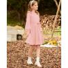 imageGRACE KARIN Girls Sweater Dress Fall Winter Knit Long Sleeve Ribbed Ruffle Waist Tie Size 512 CreamPink