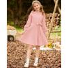 imageGRACE KARIN Girls Sweater Dress Fall Winter Knit Long Sleeve Ribbed Ruffle Waist Tie Size 512 CreamPink