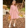 imageGRACE KARIN Girls Sweater Dress Fall Winter Knit Long Sleeve Ribbed Ruffle Waist Tie Size 512 CreamPink