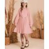 imageGRACE KARIN Girls Sweater Dress Fall Winter Knit Long Sleeve Ribbed Ruffle Waist Tie Size 512 CreamPink