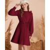 imageGRACE KARIN Girls Sweater Dress Fall Winter Knit Long Sleeve Ribbed Ruffle Waist Tie Size 512 CreamWine Red
