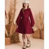 imageGRACE KARIN Girls Sweater Dress Fall Winter Knit Long Sleeve Ribbed Ruffle Waist Tie Size 512 CreamWine Red