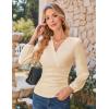 imageGRACE KARIN Long Sleeve Blouses for Women Dressy Casual Elegant Wrap Tops V Neck Work Shirts 2025 Fall Business OutfitsApricot