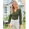 imageGRACE KARIN Long Sleeve Blouses for Women Dressy Casual Elegant Wrap Tops V Neck Work Shirts 2025 Fall Business OutfitsArmy Green