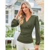 imageGRACE KARIN Long Sleeve Blouses for Women Dressy Casual Elegant Wrap Tops V Neck Work Shirts 2025 Fall Business OutfitsArmy Green