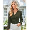 imageGRACE KARIN Long Sleeve Blouses for Women Dressy Casual Elegant Wrap Tops V Neck Work Shirts 2025 Fall Business OutfitsArmy Green