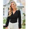 imageGRACE KARIN Long Sleeve Blouses for Women Dressy Casual Elegant Wrap Tops V Neck Work Shirts 2025 Fall Business OutfitsBlack
