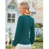 imageGRACE KARIN Long Sleeve Blouses for Women Dressy Casual Elegant Wrap Tops V Neck Work Shirts 2025 Fall Business OutfitsBlue Green