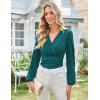 imageGRACE KARIN Long Sleeve Blouses for Women Dressy Casual Elegant Wrap Tops V Neck Work Shirts 2025 Fall Business OutfitsBlue Green