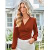 imageGRACE KARIN Long Sleeve Blouses for Women Dressy Casual Elegant Wrap Tops V Neck Work Shirts 2025 Fall Business OutfitsCaramel
