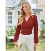 imageGRACE KARIN Long Sleeve Blouses for Women Dressy Casual Elegant Wrap Tops V Neck Work Shirts 2025 Fall Business OutfitsCaramel