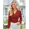imageGRACE KARIN Long Sleeve Blouses for Women Dressy Casual Elegant Wrap Tops V Neck Work Shirts 2025 Fall Business OutfitsCaramel