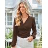 imageGRACE KARIN Long Sleeve Blouses for Women Dressy Casual Elegant Wrap Tops V Neck Work Shirts 2025 Fall Business OutfitsCoffee