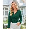 imageGRACE KARIN Long Sleeve Blouses for Women Dressy Casual Elegant Wrap Tops V Neck Work Shirts 2025 Fall Business OutfitsDark Green