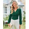 imageGRACE KARIN Long Sleeve Blouses for Women Dressy Casual Elegant Wrap Tops V Neck Work Shirts 2025 Fall Business OutfitsDark Green