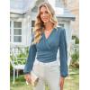 imageGRACE KARIN Long Sleeve Blouses for Women Dressy Casual Elegant Wrap Tops V Neck Work Shirts 2025 Fall Business OutfitsHaze Blue