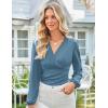 imageGRACE KARIN Long Sleeve Blouses for Women Dressy Casual Elegant Wrap Tops V Neck Work Shirts 2025 Fall Business OutfitsHaze Blue