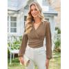 imageGRACE KARIN Long Sleeve Blouses for Women Dressy Casual Elegant Wrap Tops V Neck Work Shirts 2025 Fall Business OutfitsKhaki