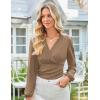 imageGRACE KARIN Long Sleeve Blouses for Women Dressy Casual Elegant Wrap Tops V Neck Work Shirts 2025 Fall Business OutfitsKhaki