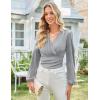 imageGRACE KARIN Long Sleeve Blouses for Women Dressy Casual Elegant Wrap Tops V Neck Work Shirts 2025 Fall Business OutfitsLight Grey