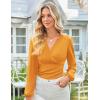 imageGRACE KARIN Long Sleeve Blouses for Women Dressy Casual Elegant Wrap Tops V Neck Work Shirts 2025 Fall Business OutfitsMustard Yellow
