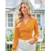 imageGRACE KARIN Long Sleeve Blouses for Women Dressy Casual Elegant Wrap Tops V Neck Work Shirts 2025 Fall Business OutfitsMustard Yellow